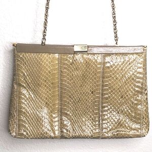 Vintage 60s Palizzio Genuine Snake Skin Purse Tan Crossbody Shoulder Bag